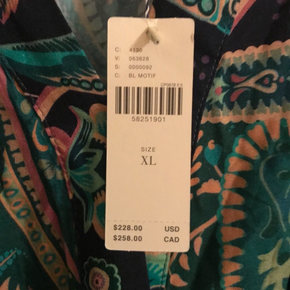 NWT Farm Rio for Anthropologie Blue Print Wrap Maxi Dress  sz XL - Picture 5 of 8